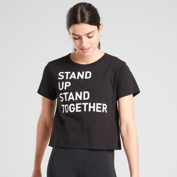 Athleta Tops - Athleta STAND UP AND STAND TOGETHER Black Shirt size XXS